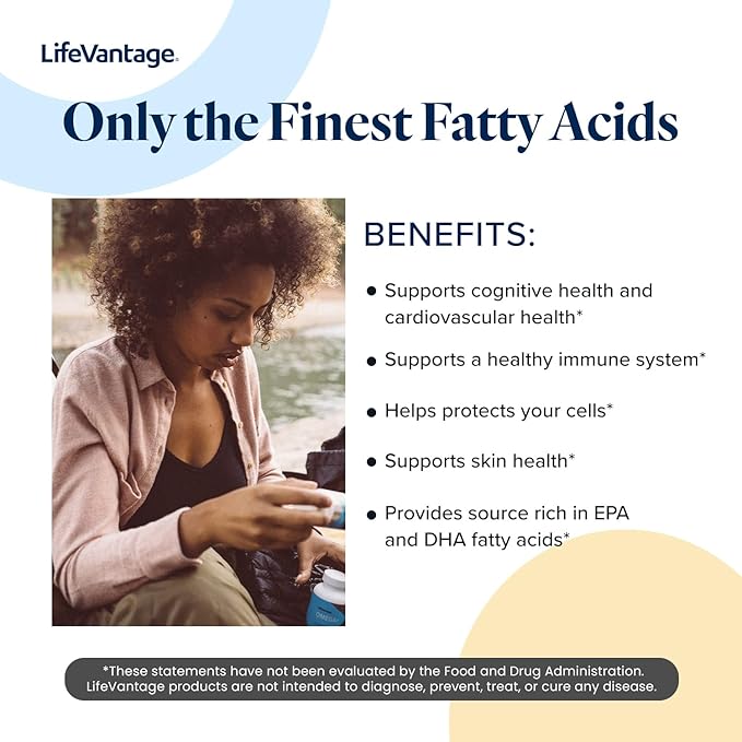 LifeVantage - Omega+ - Supplement 3-in-1 Blend of Omega-7, Vitamin D and Omega-3 - for Brain, Cardiovascular, Skin Health and Immunity - 90 Softgels