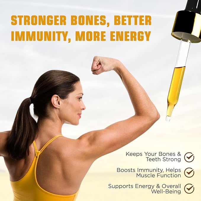 Vitamin D2 Liquid Drops as Ergocalciferol, Faster Absorption, 400iu Vitamin D2 8,000 USP, 1,200 Servings, 60ml - 2 fl.oz.