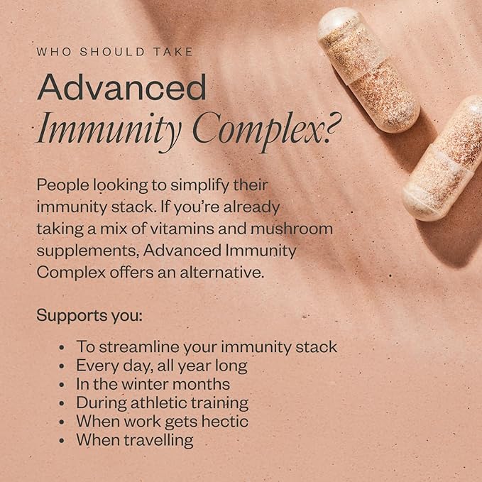 SHII Advanced Daily Immune Support Supplement, 500mg AHCC per Serving, AHCC Supplement with Vitamin D3, Vitamin C, and Zinc, Vegan, Gluten Free, Sugar Free, 120 Mushroom Capsules