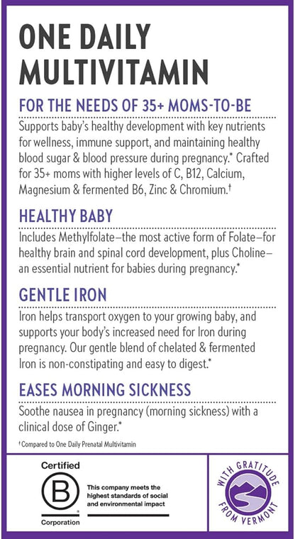 New Chapter Prenatal Vitamins, One Daily Prenatal Multivitamin Enhanced for Age 35+ with Methylfolate + Choline for Healthy Mom & Baby, Gluten Free & Non-GMO- 30 ct