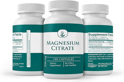 Pure Original Ingredients Magnesium Citrate, (100 Capsules) Always Pure, No Additives or Fillers, Lab Verified