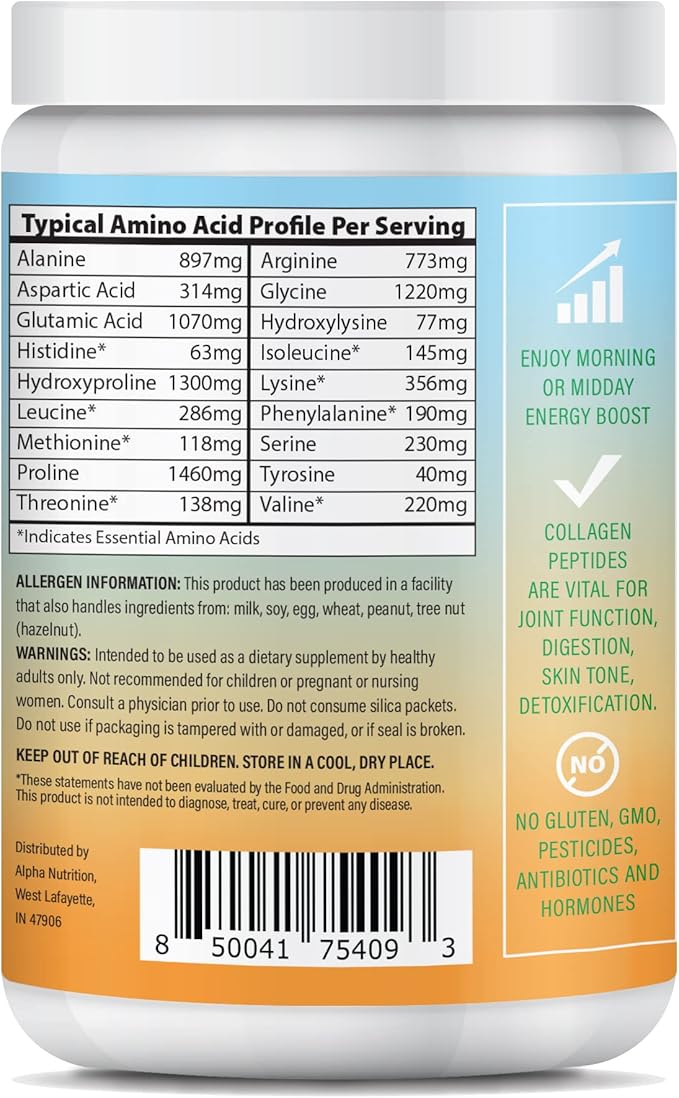 Peptide Energy Collagen Powder Hair, Nail, Skin, Type I & III,Caffeine for Energy, Vitamin C, Biotin, Hyaluronic Acid, Zero Sugar – 8.92 oz (Mango Passion)