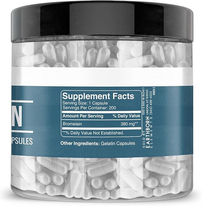Earthborn Elements Rose HIPS & Bromelain Capsule Bundle (200 Capsules Each), Pure & Undiluted, No Additives