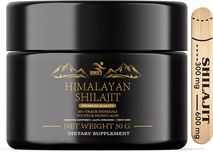 Shilajit Pure Himalayan Shilajit Resin - Gold Grade 100% Pure Shilajit with Fulvic Acid & 85+ Trace Minerals Complex for Energy & Immune Support - 50g