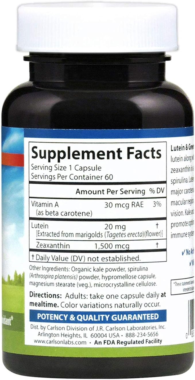 Carlson Lutein W/ Kale 20mg, 60 Capsules