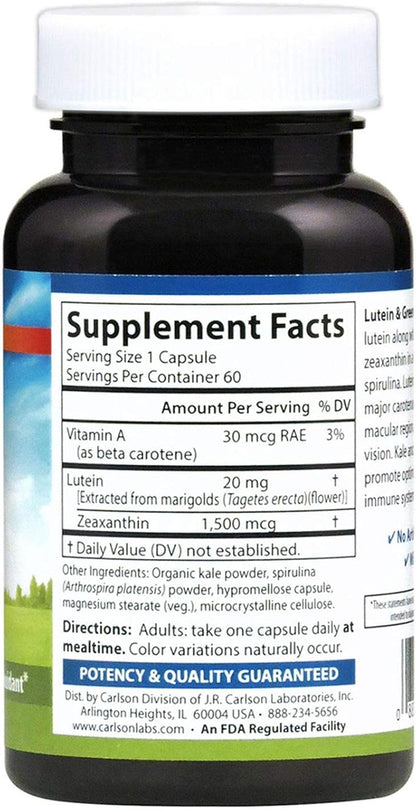 Carlson Lutein W/ Kale 20mg, 60 Capsules