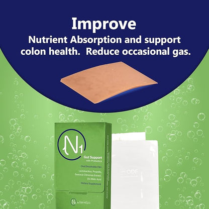 M PAIN MANAGEMENT TECHNOLOGIES Gut Support with Probiotics Oral Dissolvable Film N1 by NerveSpa – Improve Digestion, Foundational Probiotics, Improve Nutrient Absorption, 10 Films/Box