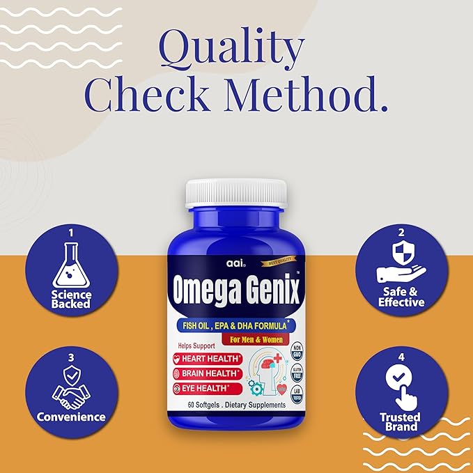 Aai Brand Omega 3 Fish Oil Supplements for Women and Men - Triple Omega 3-6-9 Formula Support Brain Health, Memory, Focus, Bone Strength & Joint Health - 60 Softgels