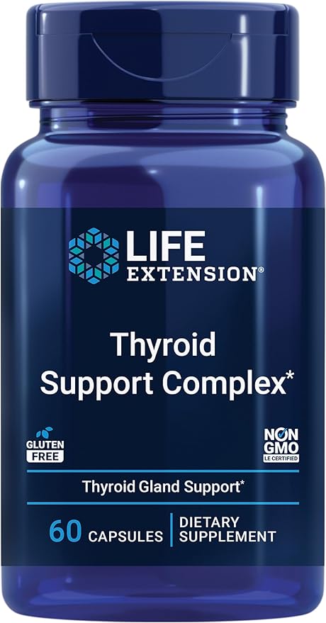 Life Extension Thyroid Support Complex - Thyroid Health Support Supplement with Vitamins A, B, Iodine, Magnesium, L-Tyrosine, Ashwagandha & Ginseng for Energy – Non-GMO, Gluten-Free - 60 Capsules