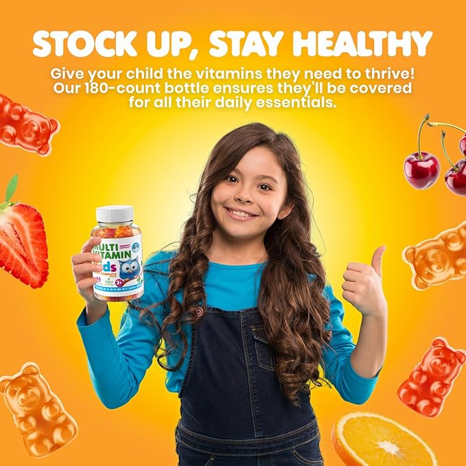 DR. MORITZ Kids Multivitamin Gummies 14 Essential Vitamins Daily Supplement for Ages 2+ Vitamin ACDE Vegetarian B6 B12 Zinc Biotin Gummy Multivitamins for Children- (60 Count)