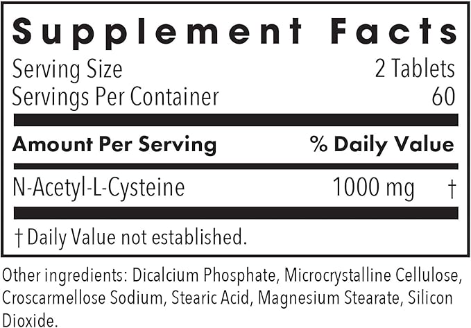 Allergy Research Group NAC Supplement - N-Acetyl-L-Cysteine, Glutathione Precursor, Supports Immune Function, Healthy Mucus Clearance, Free Form Amino Acid, Hypoallergenic - 120 Count