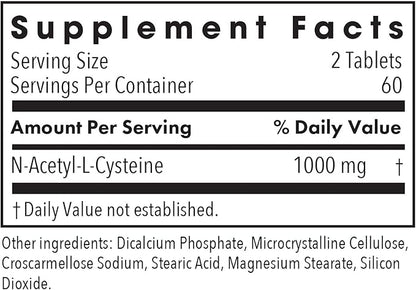Allergy Research Group NAC Supplement - N-Acetyl-L-Cysteine, Glutathione Precursor, Supports Immune Function, Healthy Mucus Clearance, Free Form Amino Acid, Hypoallergenic - 120 Count