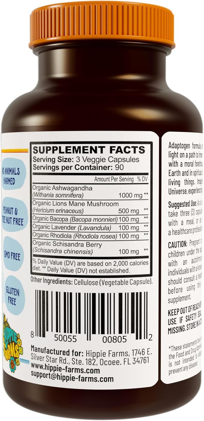 Stress, Mood, Energy Support - Ashwagandha Root, Lion's Mane & More - Good Vibrations Blend