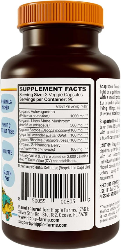 Stress, Mood, Energy Support - Ashwagandha Root, Lion's Mane & More - Good Vibrations Blend