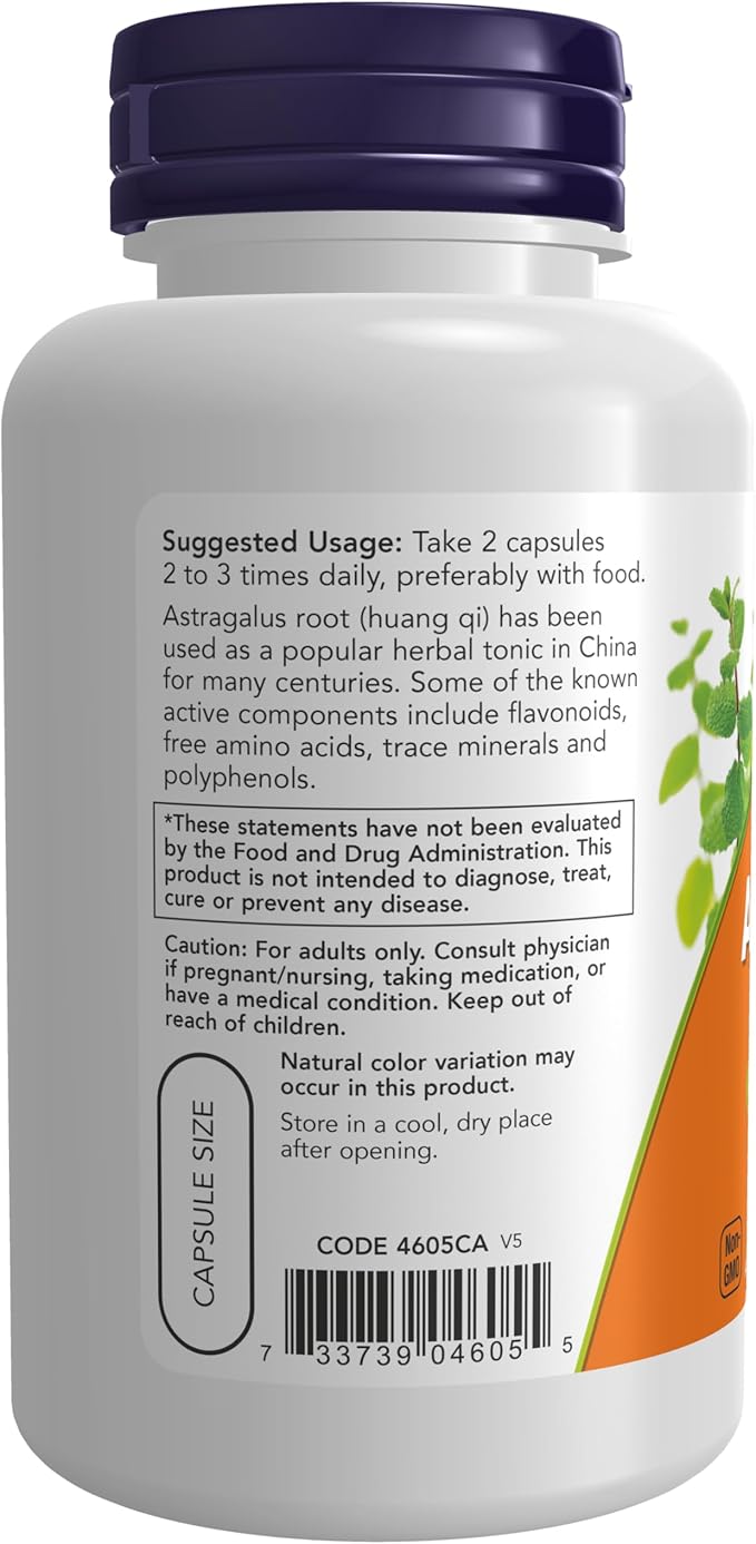 NOW Supplements, Astragalus (Astragalus membranaceus) 500 mg, Immune System Support*, 100 Capsules (Pack of 2)