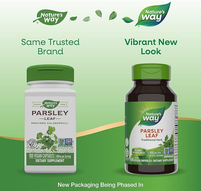 Nature's Way Premium Herbal Parsley Leaf Provides Chlorophyll, 100 Vegan Capsules