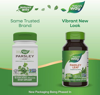 Nature's Way Premium Herbal Parsley Leaf Provides Chlorophyll, 100 Vegan Capsules