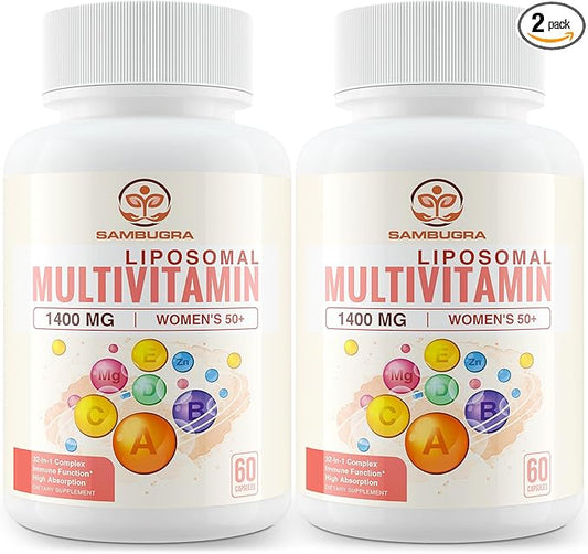 Liposomal Multivitamin for Women 50+ - Women Daily Multivitamin with 32 Ingredients, CoQ10, Vitamins C, B, D, E for Cardiovascular & Bone Health Support - Iron-Free (120 Capsules)