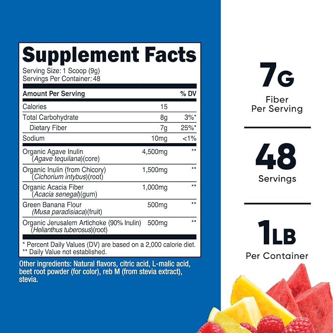 Nutricost Prebiotic Fiber Fruit Punch Flavored (1 Pound) - Vegan, Gluten-Free, GMO-Free