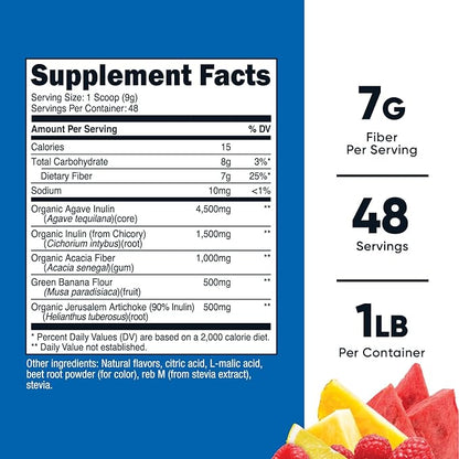 Nutricost Prebiotic Fiber Fruit Punch Flavored (1 Pound) - Vegan, Gluten-Free, GMO-Free
