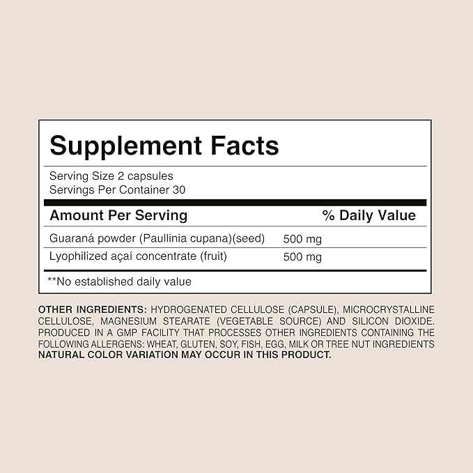 GUARANÁ + AÇAÍ 1000MG 60 Capsules