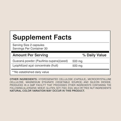 GUARANÁ + AÇAÍ 1000MG 60 Capsules