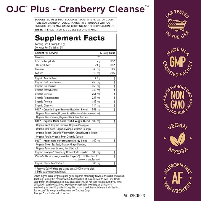 Certified Organic Juice Cleanse - OJC Plus - Cranberry Cleanse,8.49OZ/240.8g