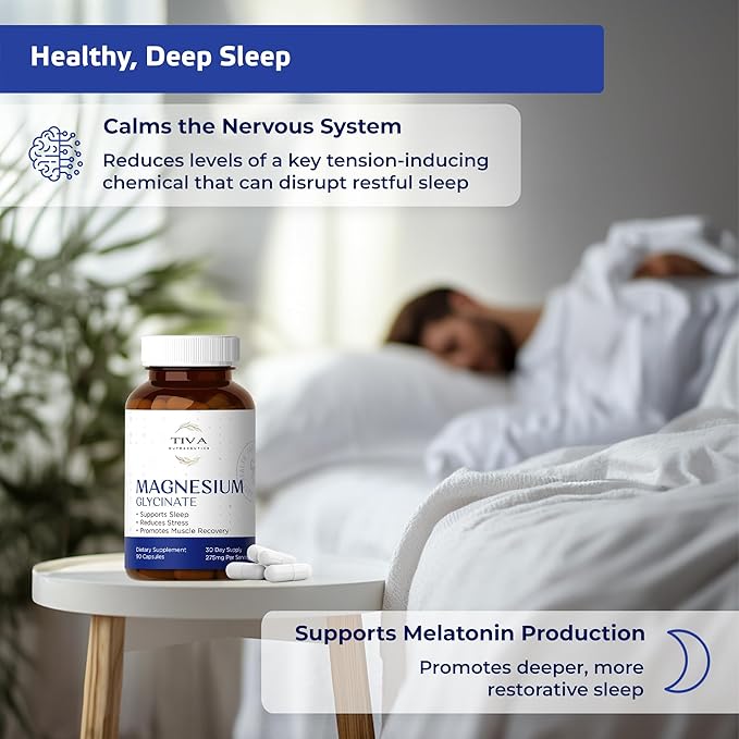 Magnesium Glycinate – Gentle & Highly Absorbable Magnesium for Sleep, Muscle Relaxation & Heart Health | Chelated Magnesium Complex for Energy & Bone Support | 90 Capsules