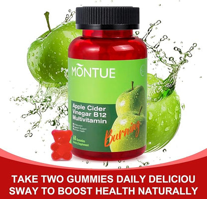 Apple Cider Vinegar Gummies B12 Multivitamin,ACV Supplement Gummy Vitamins,Vegetarian Supplement for Women & Men,Non GMO,Support Normal Energy Levels & Gut Health 60 Gummies (90)