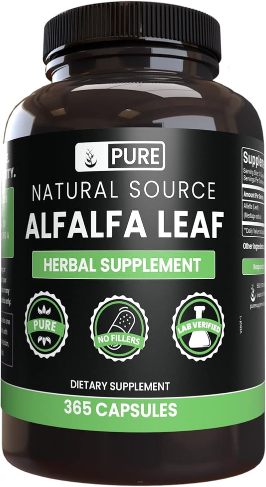 PURE ORIGINAL INGREDIENTS Alfalfa Leaf (365 Capsules) No Magnesium Or Rice Fillers, Always Pure, Lab Verified