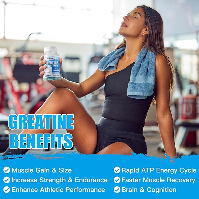 Creatine Monohydrate Gummies 5000mg for Men & Women, Chewables Creatine Monohydrate for Muscle Strength, Muscle Builder, Energy Boost, Pre-Workout Supplement-180 Blueberry Gummies