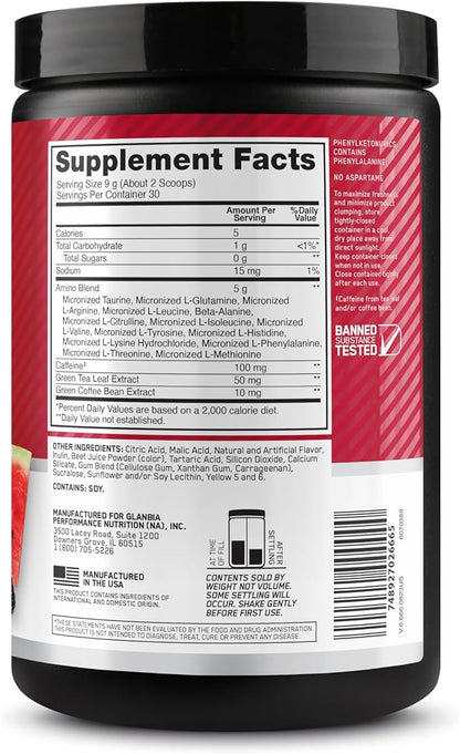Optimum Nutrition Amino Energy - Pre Workout with Green Tea, BCAA, Amino Acids, Keto Friendly, Green Coffee Extract, Energy Powder - Fruit Fusion, 30 Servings (Packaging May Vary)