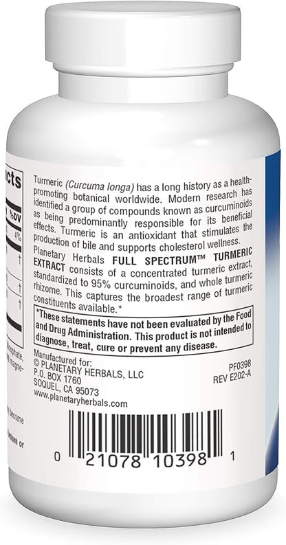 Planetary Herbals Full Spectrum Turmeric Extract Tablets, 450 mg, 60 Count