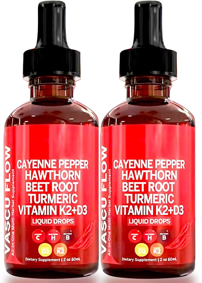 Cayenne Pepper Drops, Clean Nutra Cayenne Pepper Extract with Hawthorn Beet Root 60ml Plant-Based Liquid (2Pcs)