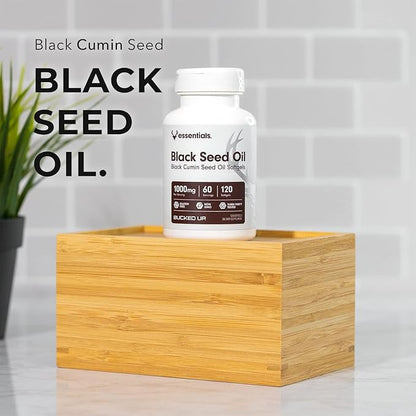 Bucked Up Black Seed Oil 1000mg Per Serving (Black Cumin Seed Oil) Essentials (60 Servings, 120 Softgels)
