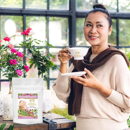 menopause vitamins support - MENOPAUSE TEA FOR WOMEN - herbal supplements for women, ginkgo tea, red clover live plant, cinnamon tea, siberian eleuthero root - 20 Premium Tea Sachets