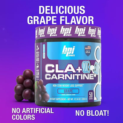 BPI Sports CLA + Carnitine – Conjugated Linoleic Acid – Performance, Lean Muscle – Caffeine Free – for Men & Women – Grape – 50 Servings – 12.34 Oz. (Packaging May Vary)
