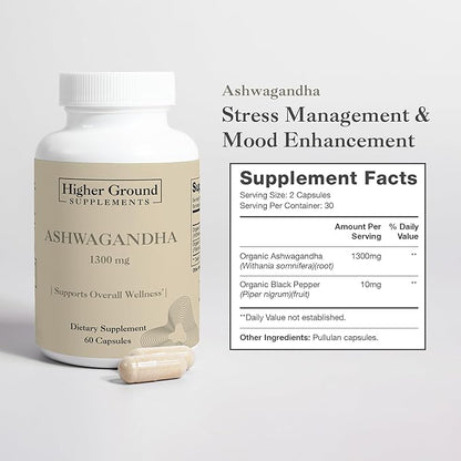 Ashwagandha with Black Pepper | Herbal Supplement for Stress Relief, Mood Enhancement, Immune System, Cognitive Function, Hormone Regulation | Cholesterol Levels | Non-GMO | Gluten-Free | 60 Capsules