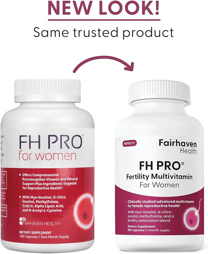 Fairhaven Health FH Pro for Women | Clinically Studied Fertility Supplements for Women | Aids Ovulation, Hormonal Balance, & Regular Cycles* | Conception for Her Fertility Support | 180 Capsules