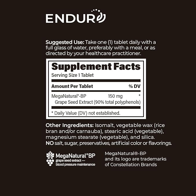 MegaNatural BP, Grape Seed Extract Supplements with Sustained-release California Grape Seed Extract Herbal Supplements for Optimized Absorption & Supports Energy, 150 mg, 60 Tablets