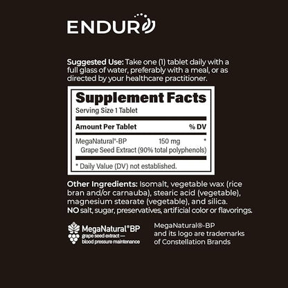 MegaNatural BP, Grape Seed Extract Supplements with Sustained-release California Grape Seed Extract Herbal Supplements for Optimized Absorption & Supports Energy, 150 mg, 120 Tablets