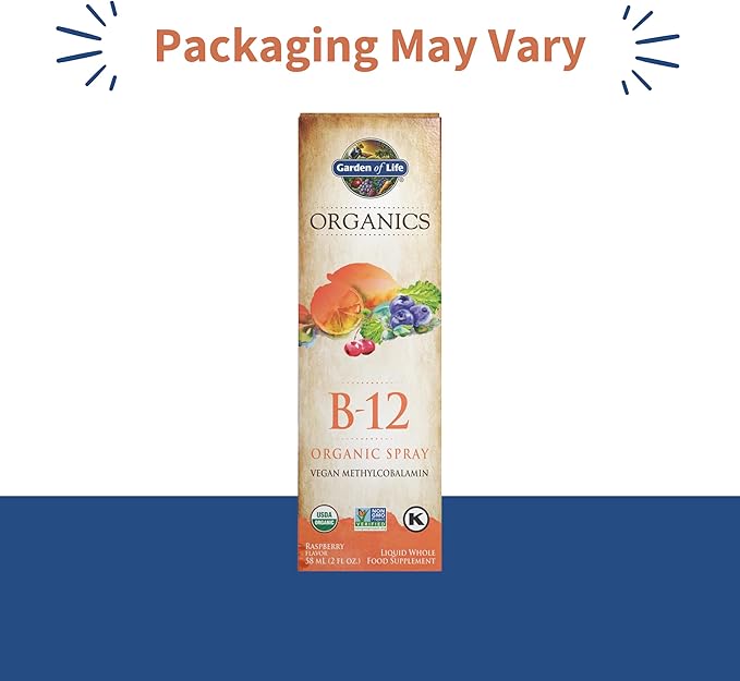 Garden of Life Organics B12 Vitamin - Whole Food B-12 for Metabolism and Energy, Raspberry, 2oz Liquid