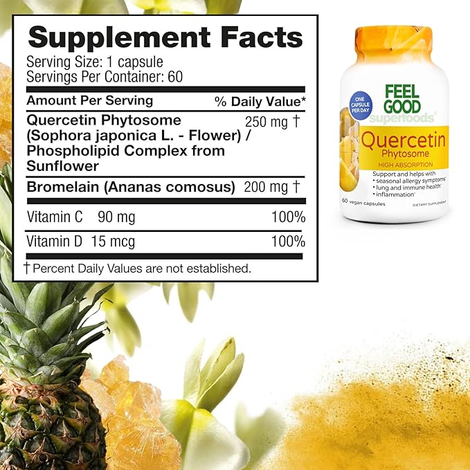 Quercetin Phytosome - High Absorption - Health Supplement for Immune & Respiratory Health Support - Premium Antioxidant - 60 Capsules