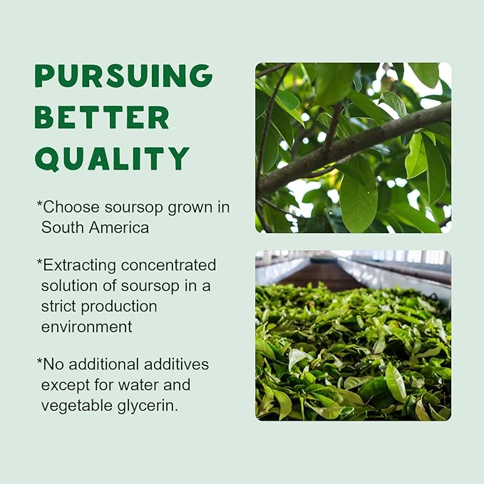 Soursop Graviola Liquid Drops 2000mg, Soursop Extract Organic Pure for Natural Antioxidant, Cell Support & Regeneration, Immune Boost, Soursop Bitters Liquid - Soursop Flavor- 1 FL OZ
