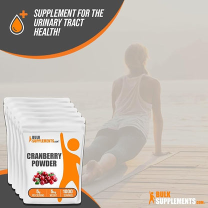 BulkSupplements.com Cranberry Powder - Cranberry Supplements for Women & Men, Dried Cranberries Unsweetened - for Urinary Tract Health, Gluten Free & Sugar Free, 5g per Serving, 5kg