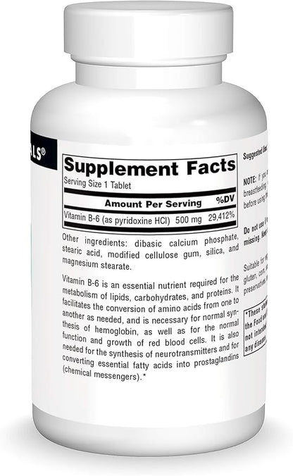 Source Naturals Vitamin B-6, Immune System Support* -500 mg, 100 Tablets
