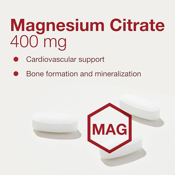 PROTOCOL FOR LIFE BALANCE Magnesium Citrate 400mg - Support Heart Health & Bone Formation - Bioavailable Dietary Supplement - Vegan, Kosher & Halal - 100 Tabs