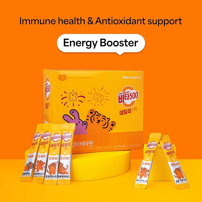 Vita500 Multivitamin Powder Daily Stick, Improve Strong Immune, & Energy Boost with Vitamin C 500mg, and Vitamin B Complex (70 Sticks of 500mg)