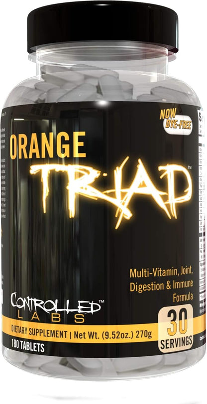 CONTROLLED LABS Overall Health Bundle, 30 Servings Orange Triad, 120 Count Orange Oximega Fish Oil, Muscle Building and Recovery Supplement for Men and Women