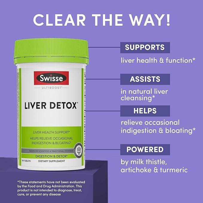 Swisse Milk Thistle Liver Cleanse Detox & Repair | Liver Detox & Liver Support | Milk Thistle + Turmeric + Artichoke Extract | Dose for Your Liver | 180 Liver Pills